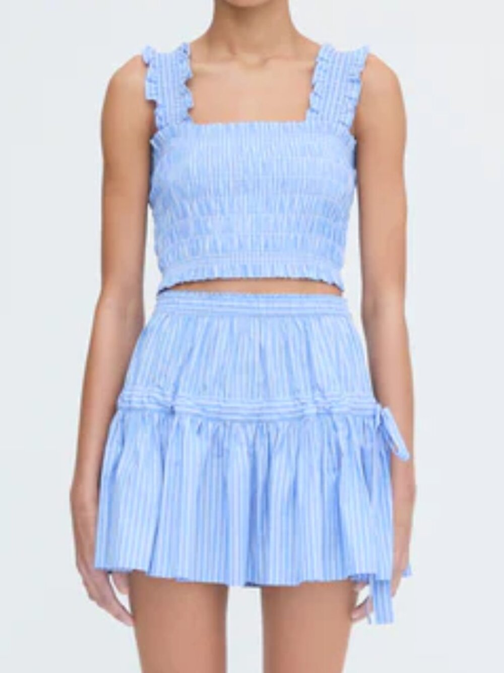 Hill House Blue Striped Smocked Crop Top & Skirt Set